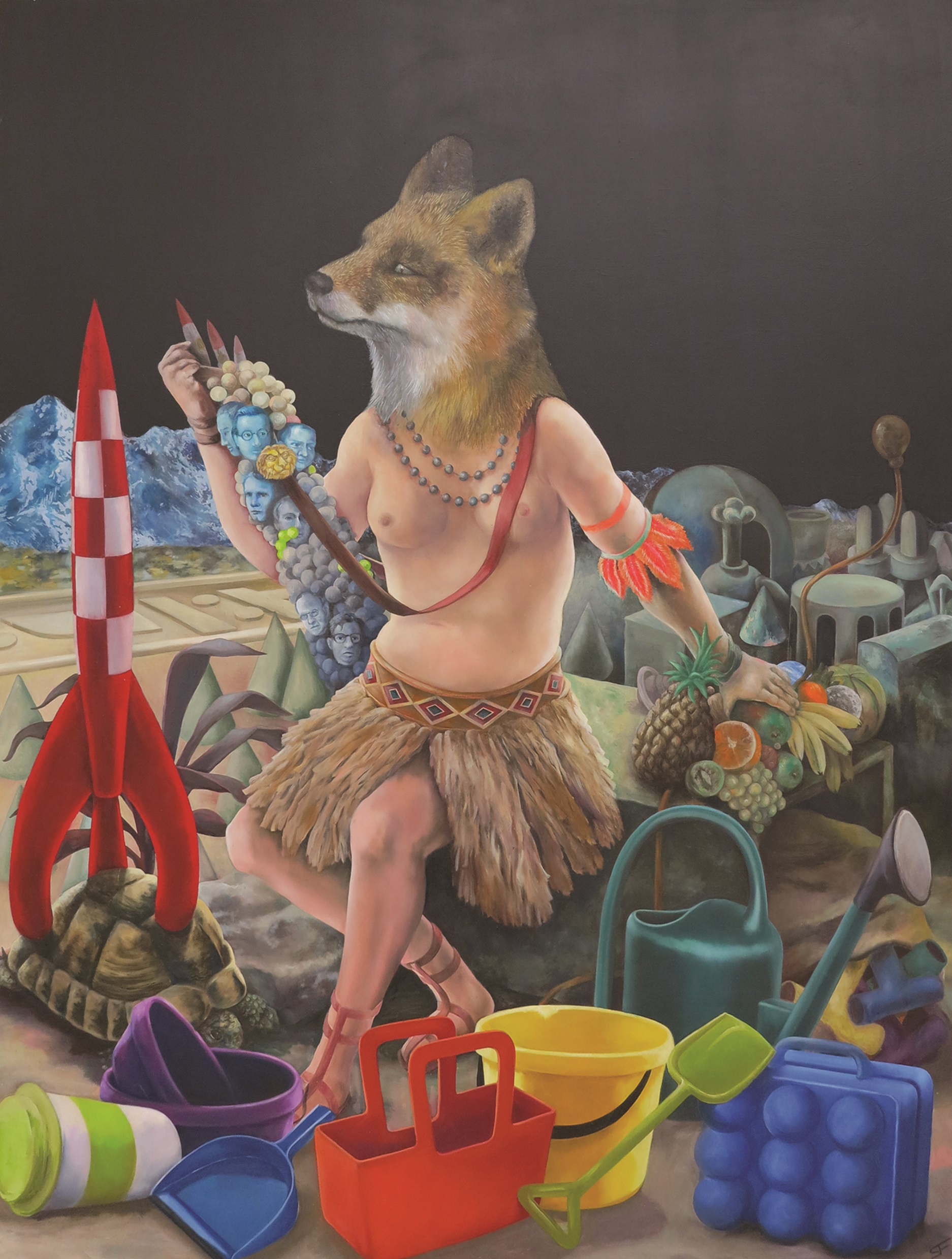 Parodie lunaire 2019 Huile sur toile 110 x 83 cm